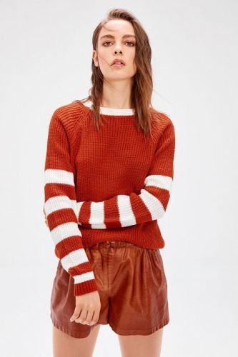 Trendyol Cinnamon Striped Knitwear Sweater