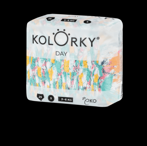 KOLORKY DAY - štětce - S (3-6 kg) - 200 ks MĚSÍČNÍ ZÁSOBA - jednorázové eko plenky