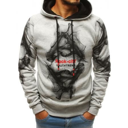 Šedá pánská mikina s kapucí