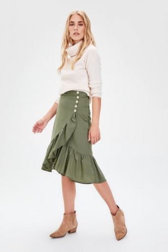 Trendyol Green Button Detailed Skirt