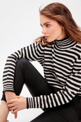 Trendyol Black Striped Knitwear Sweater