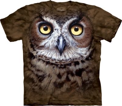 Tričko unisex The Mountain Great Horned Owl Head - hnědé, 4XL