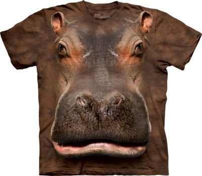 Tričko unisex The Mountain Hippo Head - hnědé, 4XL