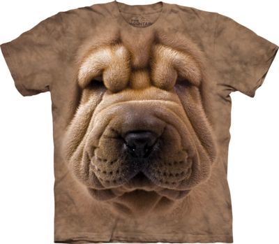 Tričko unisex The Mountain Big Face Shar Pei - béžové, 4XL