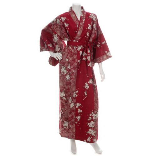 JPa Japonské dámské dlouhé kimono Yukata se vzorem květů Sakury