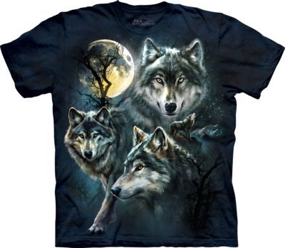 Tričko unisex The Mountain Moon Wolves - modré, 3XL