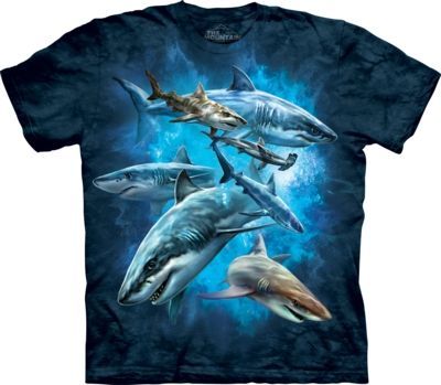 Tričko unisex The Mountain Shark Collage - modré, XXL