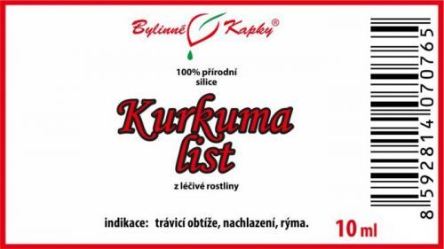 Kurkuma list - 100 % přírodní silice - esenciální (éterický) olej 10 ml