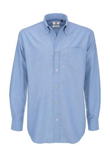 Košile pánská B&C Oxford s dlouhým rukávem - světle modrá, 3XL