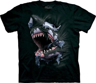 Tričko unisex The Mountain Breakthrough Shark - černé, 4XL