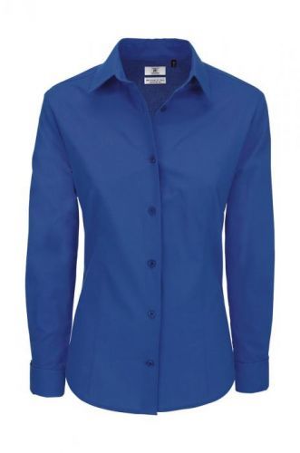 Košile dámská B&C Heritage s dlouhým rukávem - modrá, 4XL