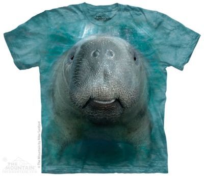 Tričko unisex The Mountain Big Face Manatee - modré, 5XL