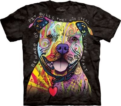 Tričko unisex The Mountain Beware of Pit Bulls - černé, 3XL