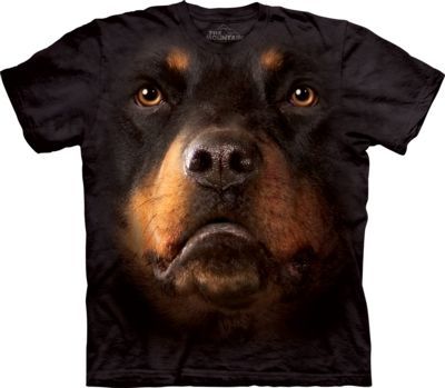 Tričko unisex The Mountain Rottweiler Face - černé, 5XL