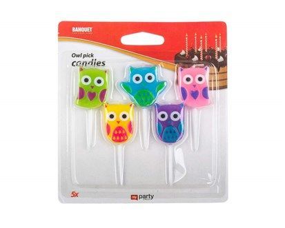 Svíčky narozeninové MY PARTY Owls, 5 ks