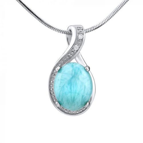 SILVEGO stříbrný přívěsek s přírodním Larimarem - JST14810LR