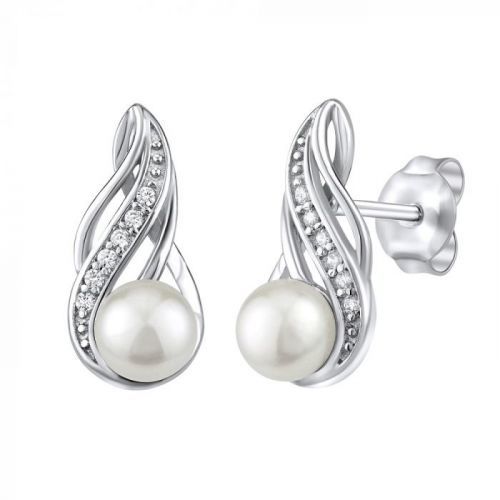 Silvego stříbrné náušnice s bílou přírodní perlou - JST16498