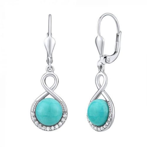 SILVEGO stříbrné náušnice visací s přírodním Tyrkysem - JST14710TU