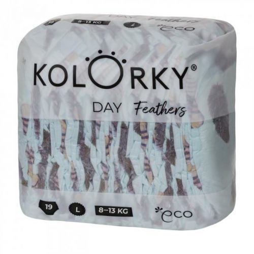 KOLORKY DAY peří L 8-13 kg jednorázové eko plenky 19 ks