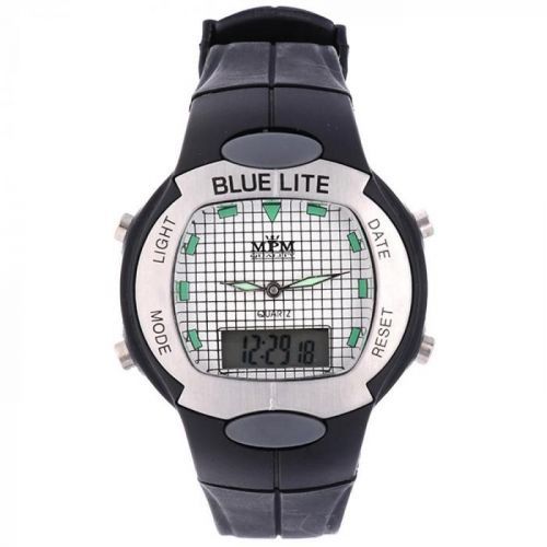 Sportovní hodinky s duálním časem, alarmem, ukazatelem data, stopkami a luminiscenčními ručičkami..01636