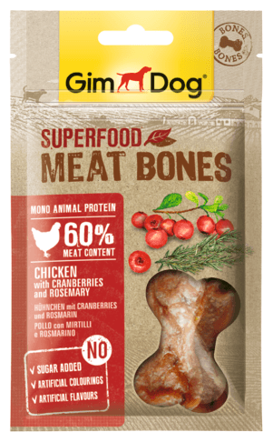 GimDog Superfood Meat Bones Kuře, brusinky a rozmarýn 70g