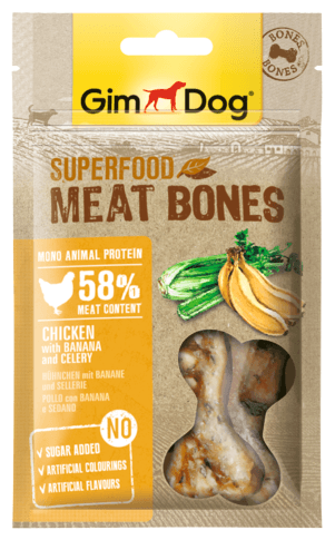 GimDog Superfood Meat Bones Kuře, banán a řapíkatý celer 70g