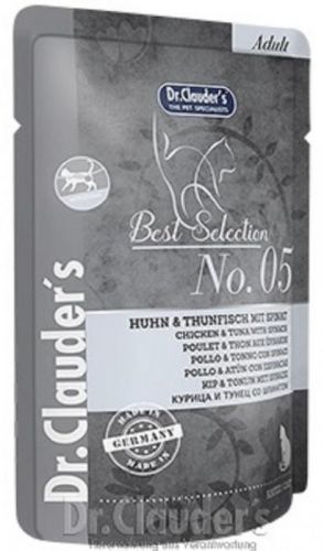 Dr.Clauder's kaps. Best Selection No.5 Huhn & Thunfisch mit Spinat 85g