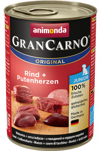 GranCarno Junior hovězí a krůtí srdce 400g