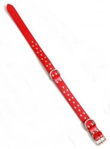 Kožený obojek zdobený červený 3×65cm