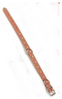 Kožený obojek zdobený světle hnědý 1,4×35cm