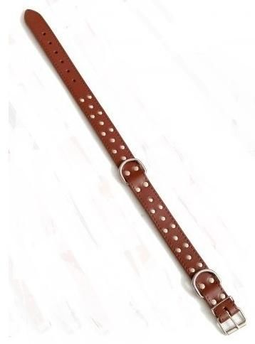 Kožený obojek zdobený tm.hnědý 3×65cm