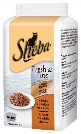 Sheba Mini Fresh & Fine Drůbeží výběr ve šťávě 6×50g