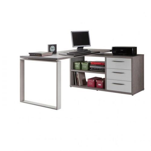 Rohový Psací Stůl Šedá Bílá Carryhome