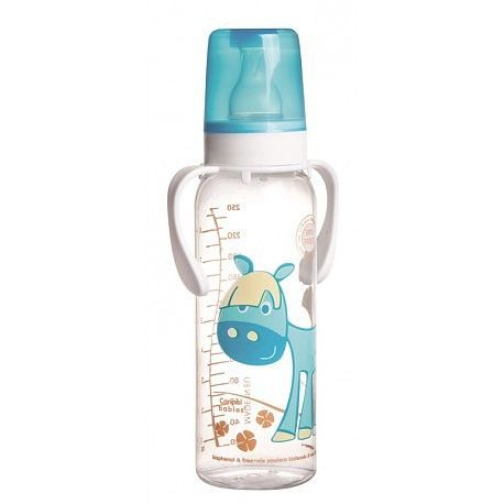 CANPOL BABIES Láhev s potiskem HAPPY ANIMALS 250 ml s úchyty