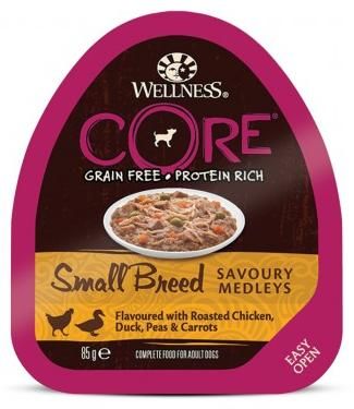 Konz. Wellness Dog Small Breed Savoury Medleys kuře, kachna, hrášek & mrkev 85g