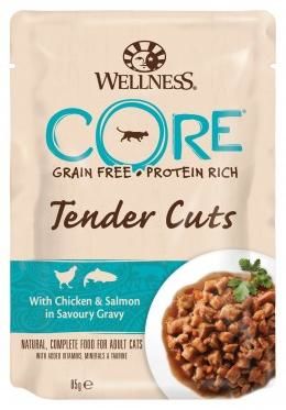 Kapsička Wellness Cat Tender Cuts kuře & losos v omáčce 85g
