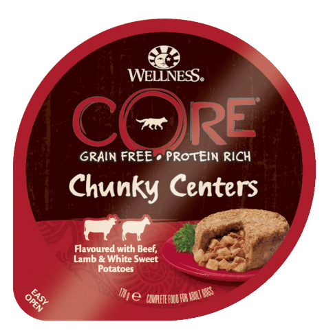 Konz. Wellness Dog Chunky Centers hovězí, jehněčí & sladké brambory 170g