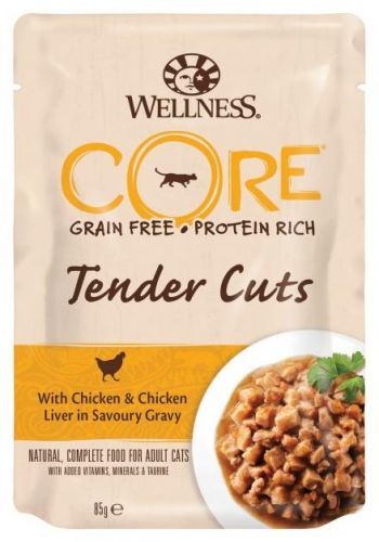 Kapsička Wellness Cat Tender Cuts kuře & kuřecí játra v omáčce 85g