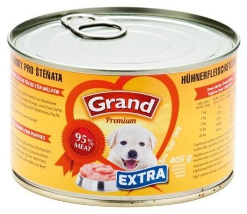 Grand Premium Extra konzerva Kuřecí kousky pro štěňata 405g