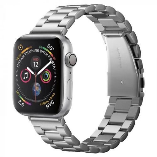 Kovový řemínek pro Apple Watch 42mm / 44mm - Spigen, Modern Fit Band Silver 062MP25404
