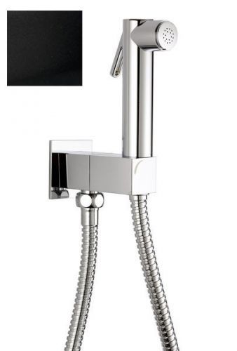 SAPHO Nástěnný ventil s ruční bidetovou sprškou a bezpečnostní pojistkou,hranatý,černá mat SG108NE