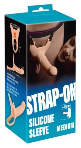 Strap-on - attachable hollow dildo (medium) - natural