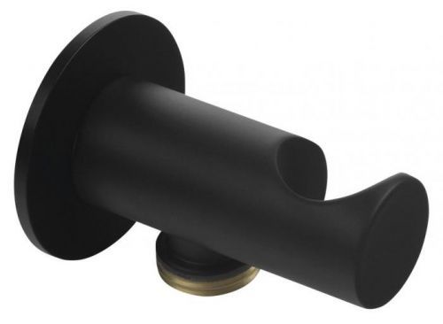 SAPHO Držák sprchy kulatý, pevný, s vyústěním, černá mat SG203NE