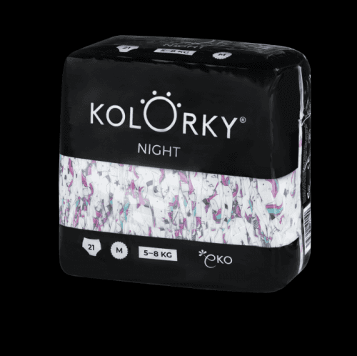 KOLORKY NIGHT - M (5-8 kg) - 168 ks MĚSÍČNÍ ZÁSOBA - noční jednorázové eko plenky