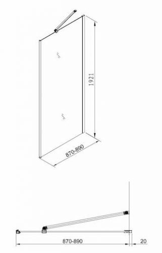 Boční stěna Siko SK pevná 90 cm, čiré sklo, chrom profil SIKOSTENASK90S