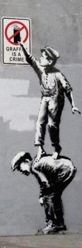 GRUPO ERIK Plakát, Obraz - Banksy - Grafitti Is A Crime, (53 x 158 cm)