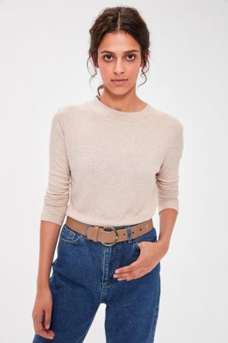 Trendyol Beige Fitilli Knitted Blouse