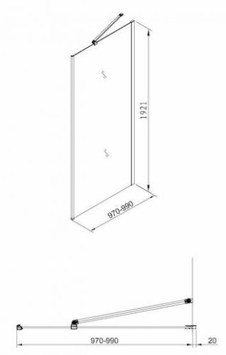 Boční stěna Siko SK pevná 100 cm, čiré sklo, chrom profil SIKOSTENASK100S