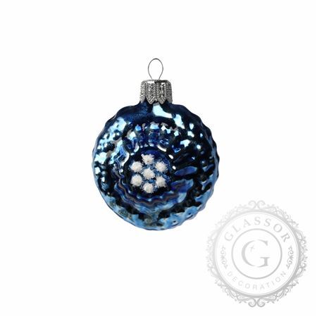 Mini skleněná ozdoba medailon modrý