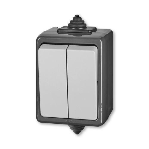 ABB Praktik vypínač č.6+6 dvojitý IP44 šedá 3553-52929 S